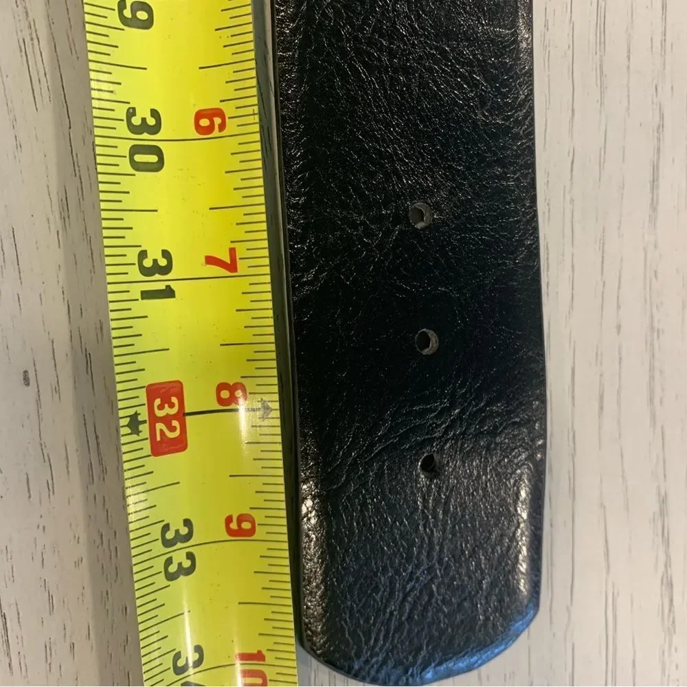 Vince Camuto Black Leather Belt with Silver Buckle NWOT